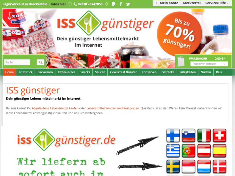 Billige und abgelaufene Lebensmittel, Restposten Shop